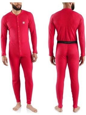 Carhartt Men's Red Thermal One-Piece Union Suit Base Layer Union Suit Large Tall
